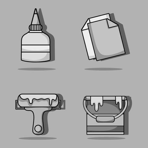 set art and craft creative objects vector