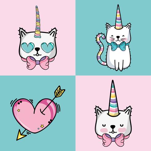 set fashion cute patch decoration design vector