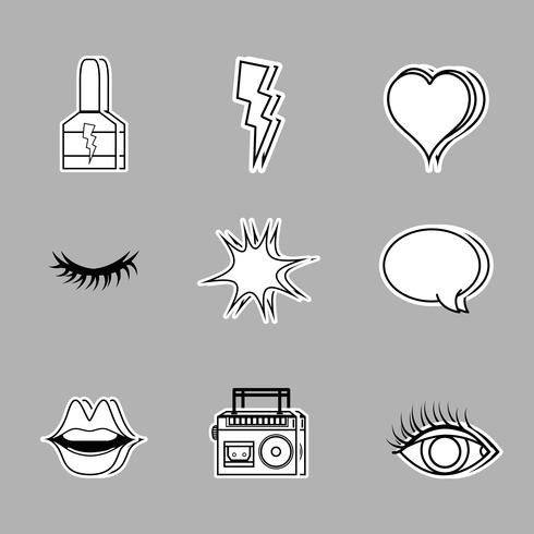 set fashion pop art patches design vector