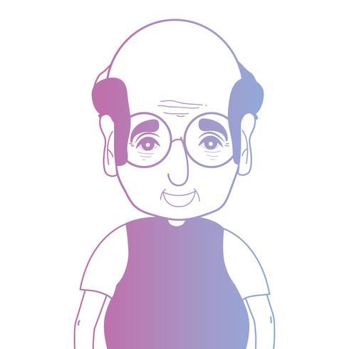 Línea avatar hombre con peinado y camiseta. vector