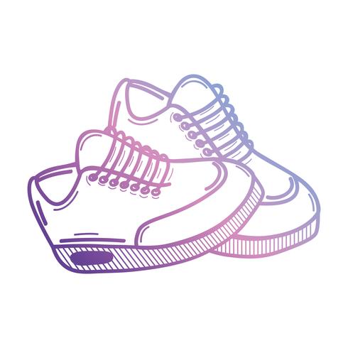 line sport sneakers style design vector