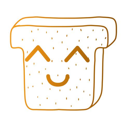 line kawaii cute happy slice bread vector