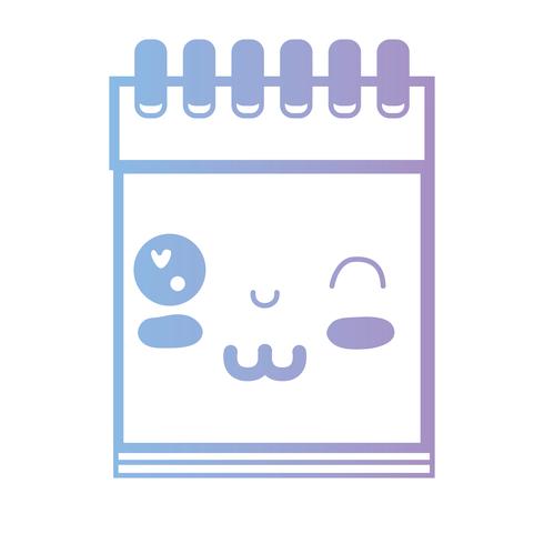 line kawaii cute funny notebook tool vector