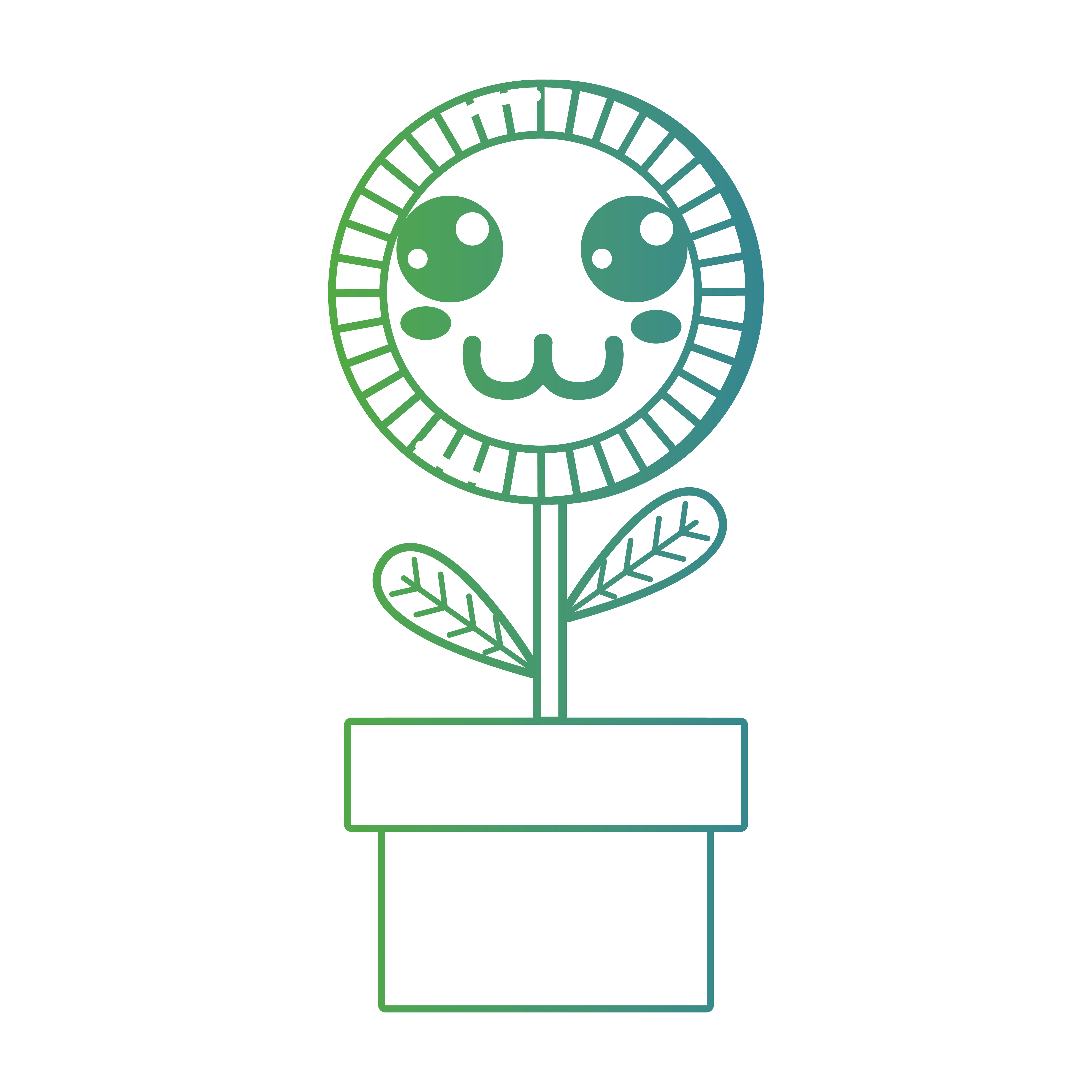 Download line kawaii cute happy sunflower plant - Download Free ...