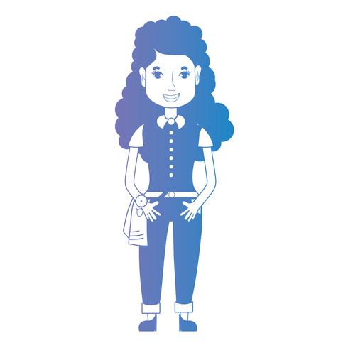 Línea avatar mujer con peinado y ropa. vector