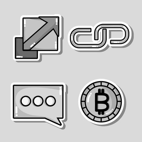 set blockchain security technology with data center vector