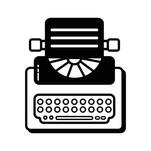 contour retro typewriter equipment with business document vector