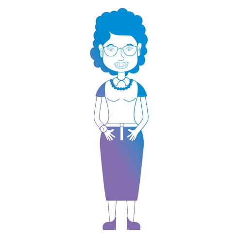 Línea avatar mujer con peinado y ropa. vector