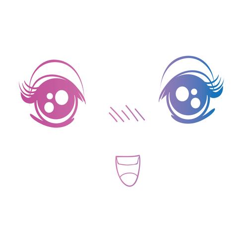 line anime girl face expression vector