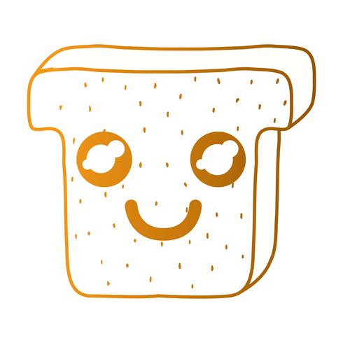 line kawaii cute happy slice bread vector