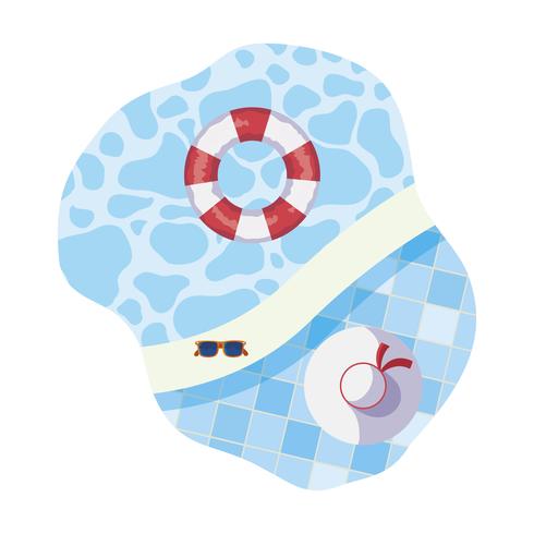 edge of pool with float and hat scene vector