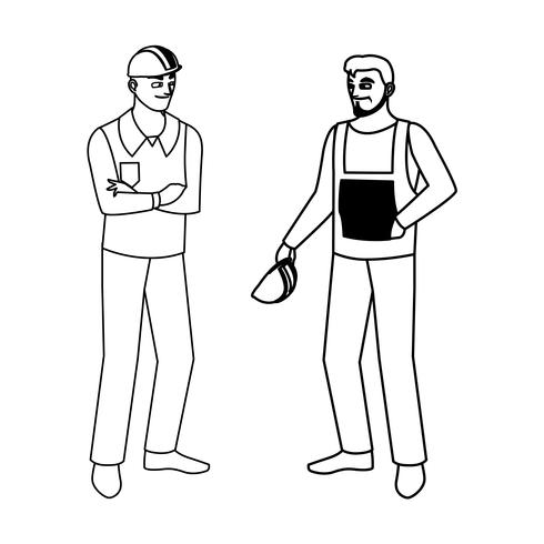 male builders constructors workers characters vector