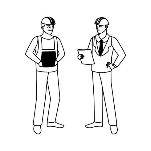 constructor constructor con personajes de ingeniero vector