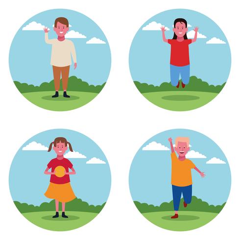 children outdoors vector