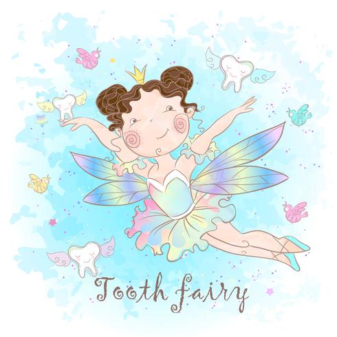 Tooth fairy watercolor vector