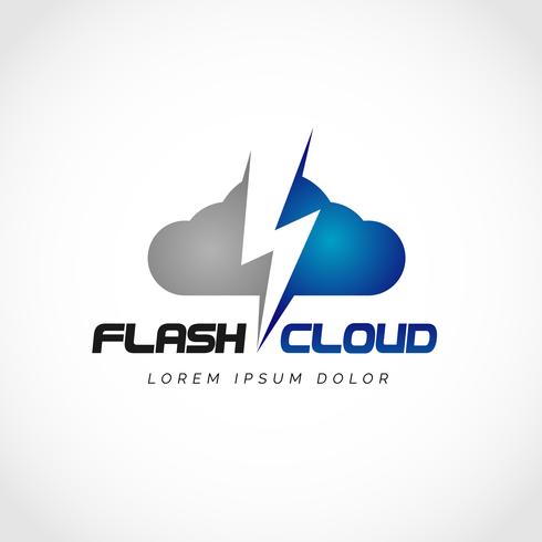 logotipo de nube de flash vector