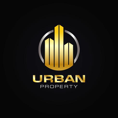 Logotipo de propiedad urbana vector