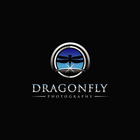 Dragonfly With Sky Horizon Logo vector