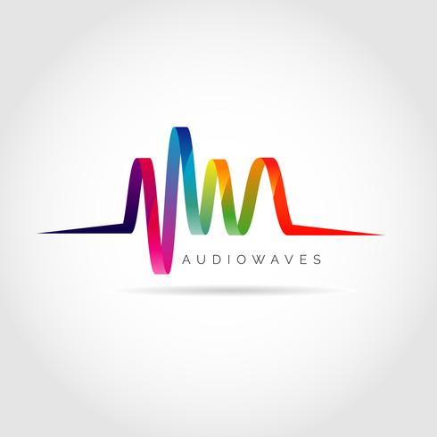 Logo de ondas de audio colorido vector