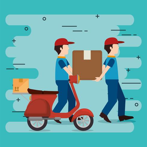 delivery worker with motorcycle character vector