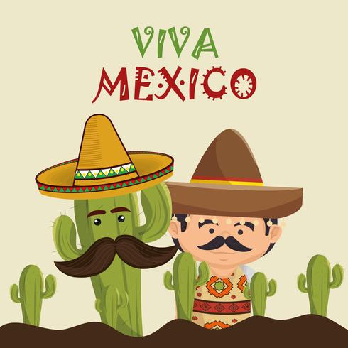 Mexican with cactus vector