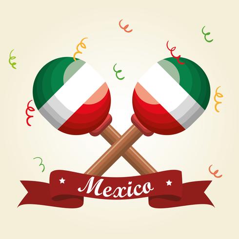 mexican maracas festival instrument vector