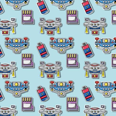 data technology patches sticker background design vector