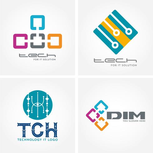 Logotipos de negocios relacionados con tecnología, informática y datos. vector