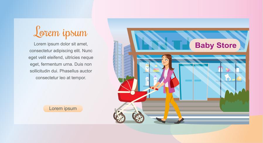 Mother Walking by Baby Store vector