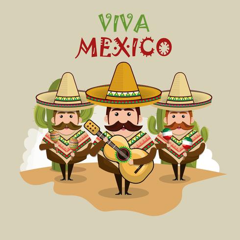 mexican man character with culture icons vector