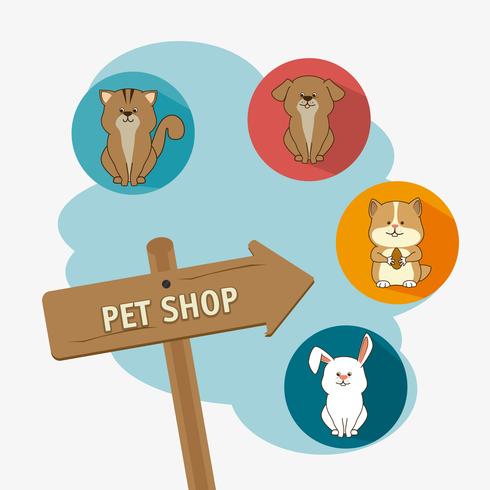 Diseño de tienda de mascotas. vector