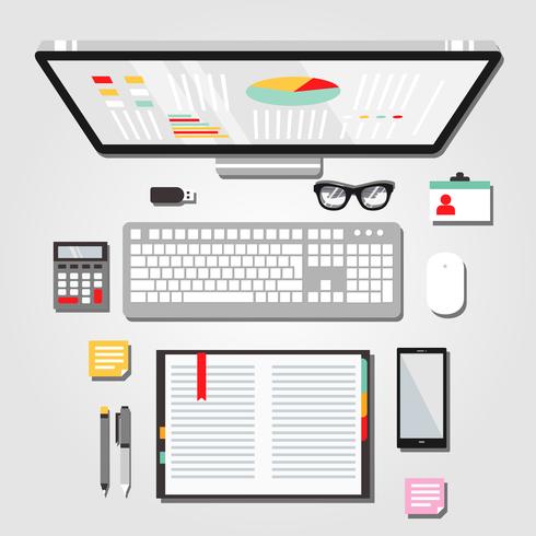 Desktop Workspace Graphic Illustration vector