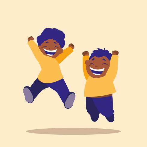 children jumping avatar character vector