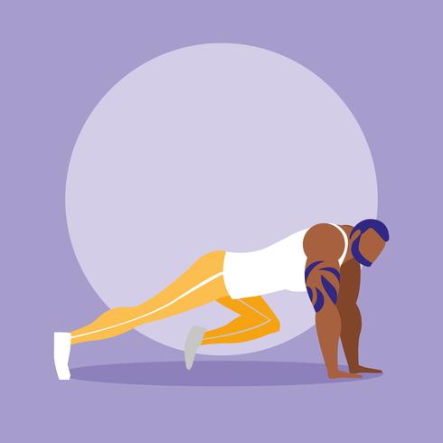young athletic man doing chest push ups vector