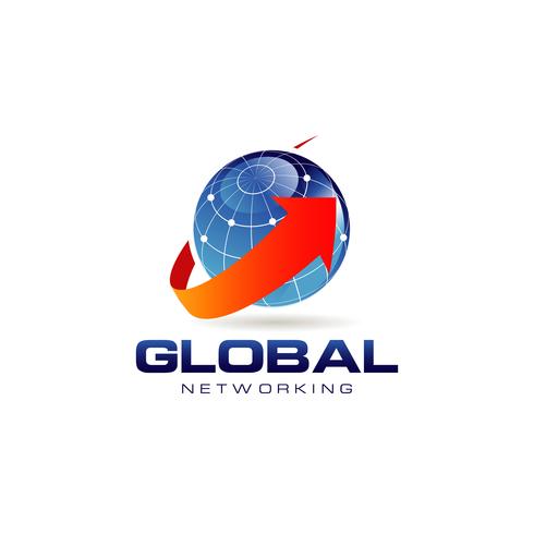 Logotipo azul de redes globales vector