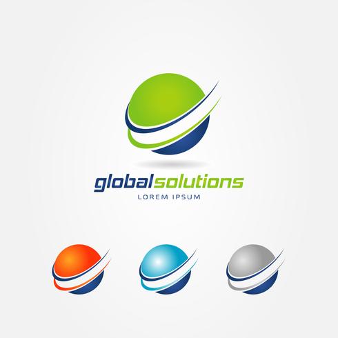 Globe logo with swoosh set vector