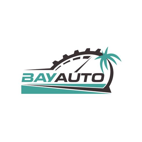 Logotipo automotriz con palmera vector