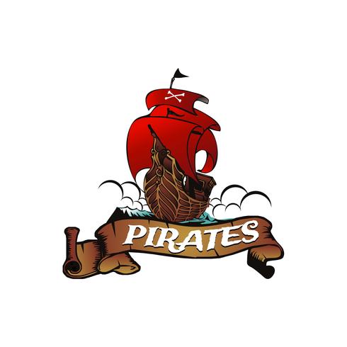 Pirate Ship with Banner vector