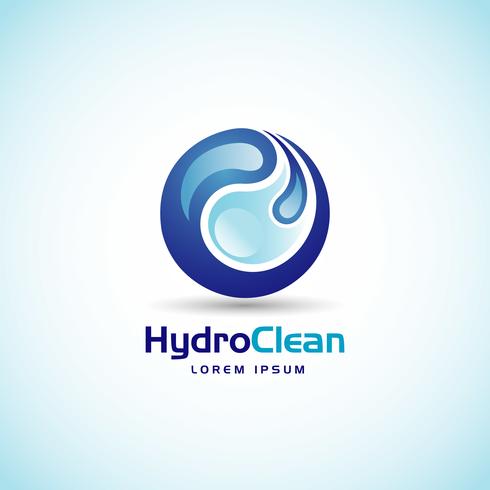 Logotipo de gotas de agua entrelazada azul vector