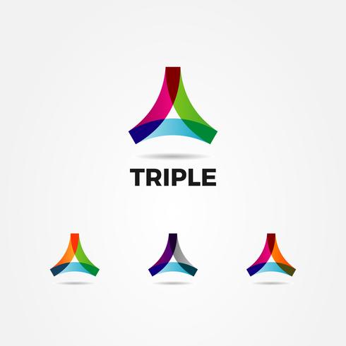 Conjunto de logotipo colorido triángulo vector