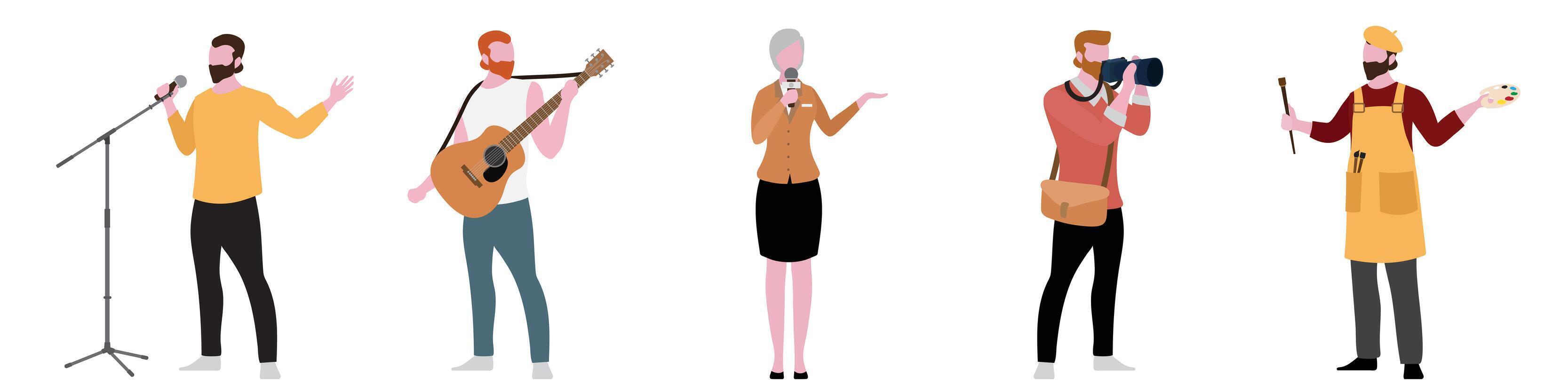 Flat artist characters set vector