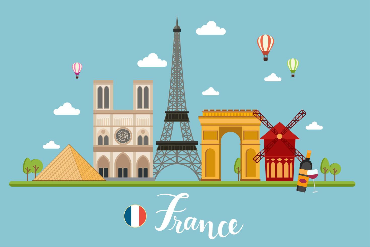 France Travel Landscape vector