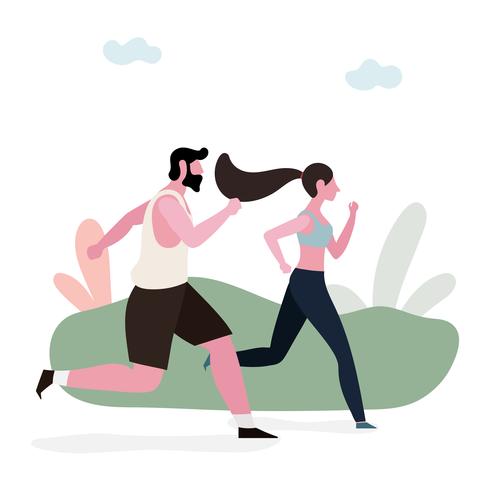 Couple Jogging together vector