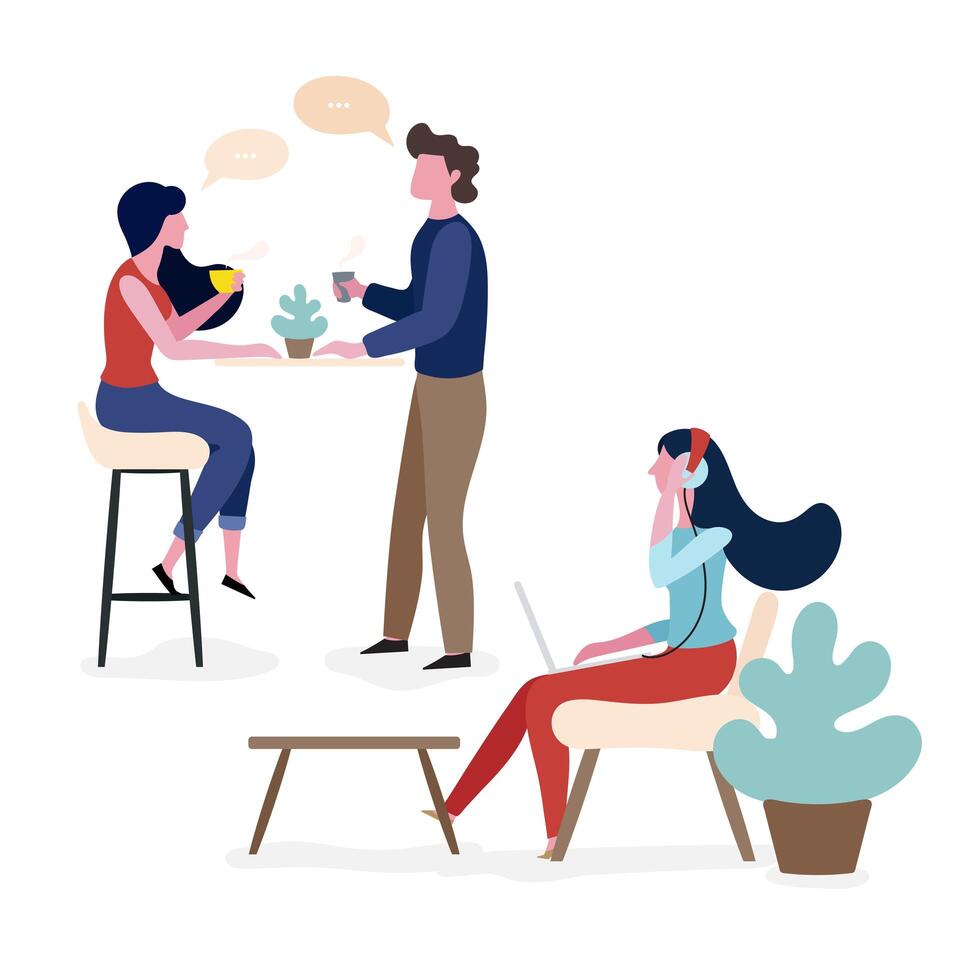 people working in workspace vector