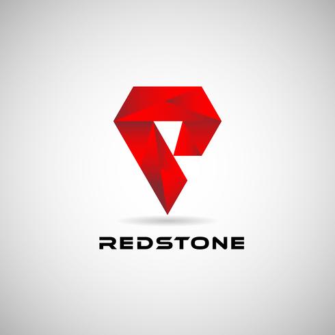 Logotipo de forma geométrica roja abstracta vector