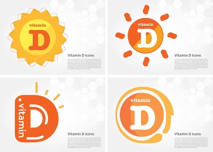 Icono de la vitamina D que brilla el sol vector