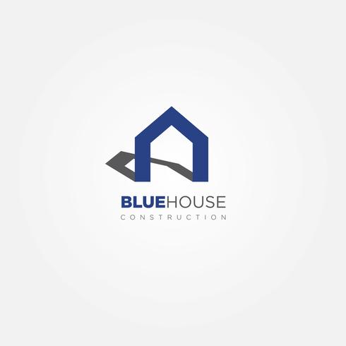 Logotipo simple de la casa azul vector