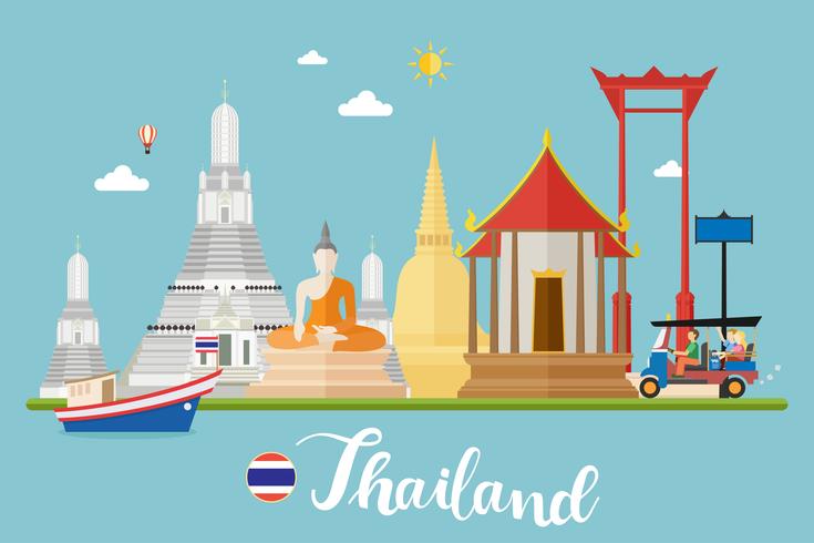 Paisaje de viajes de Tailandia vector