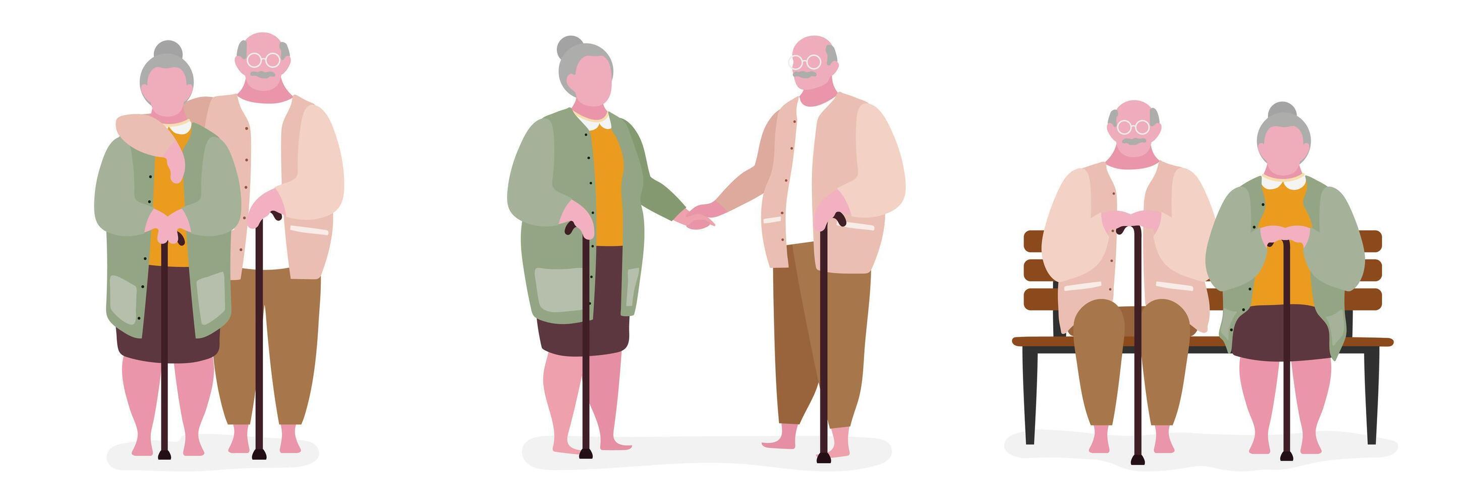 Senior Couple in different poses vector