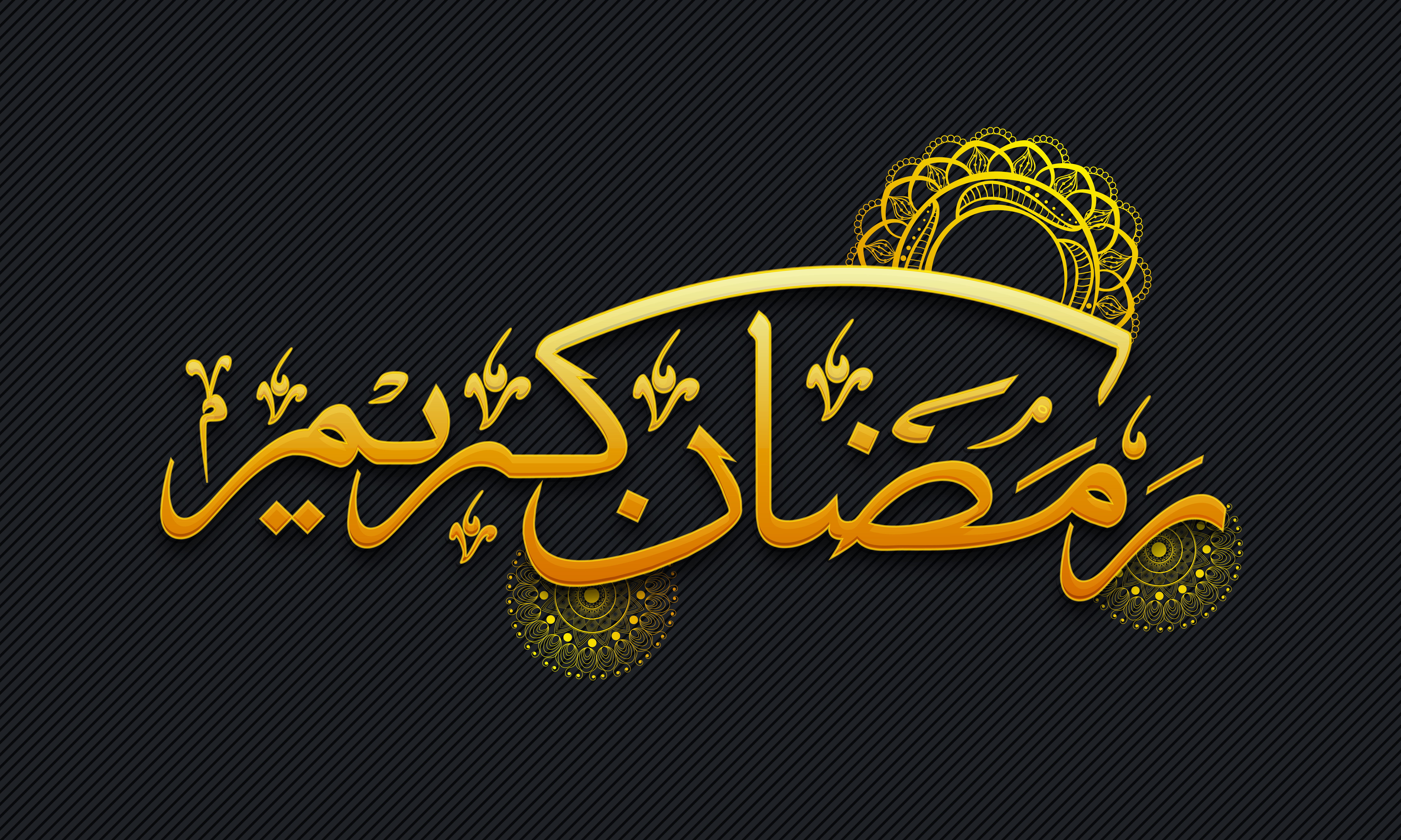 Golden Arabic Calligraphy for Ramadan Kareem. Download Free Vector